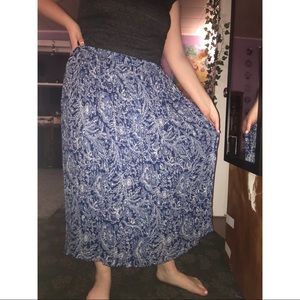 Long Dark Blue Paisley Skirt
